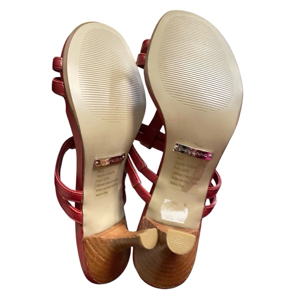 Vintage Y2K Giovanni Red Leather Kitten Heel Women's Mules Sandals Size 7 - Picture 4 of 8